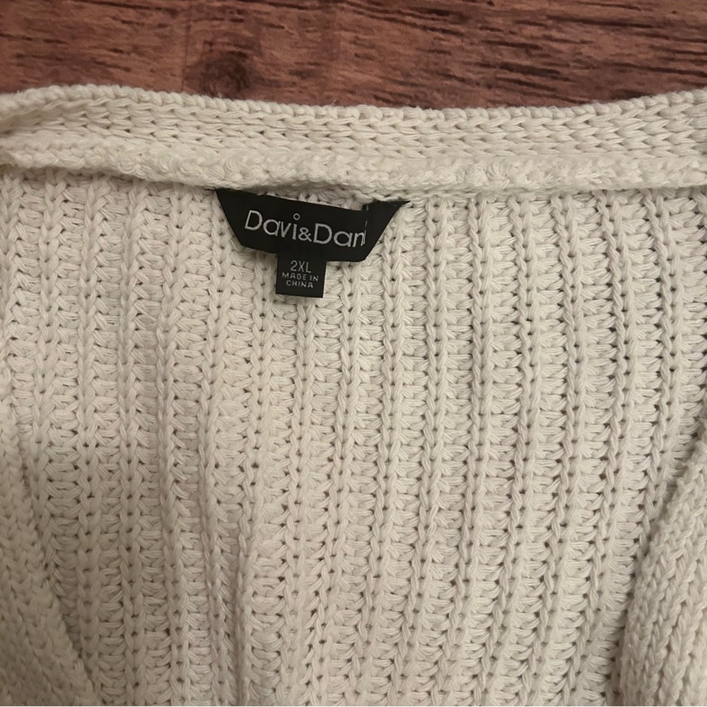 Davi & Dani Off White Oversized Cardigan Size 2X - Picture 2 of 4